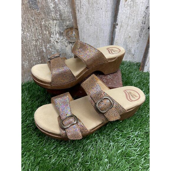 Dansko Sohpie Shimmer Exotic Slide Wedge Clog Sandals EU38 - Picture 1 of 8